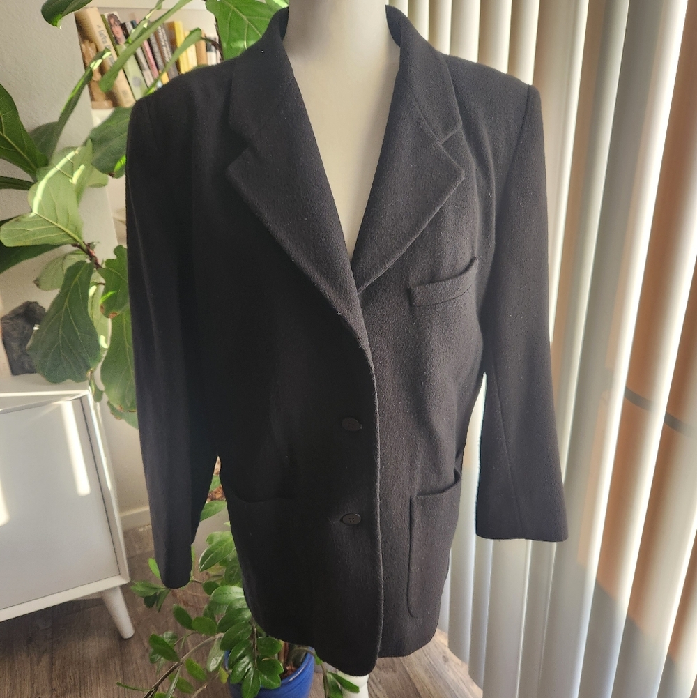 Eddie Bauer Vintage 90s Wool Cashmere Classic Black Women's Blazer Size Medium